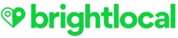 The image shows the logo of brightlocal, which is depicted in green letters accompanied by a heart-shaped symbol, indicating the company's identity or branding.